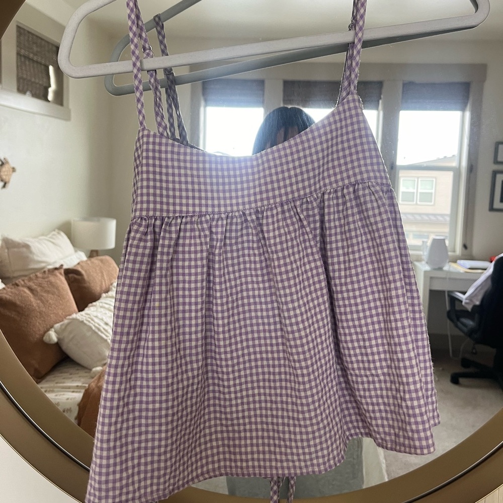 Gingham purple top